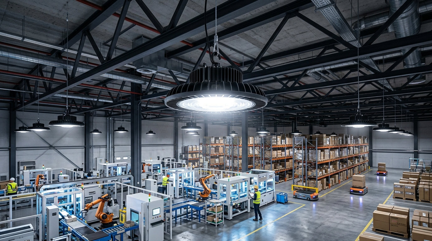 Giải pháp chiếu sáng Đèn Highbay LED UFO cho nhà máy xưởng kho bãi